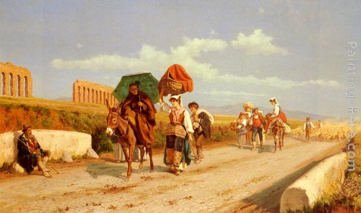 Pietro Gabrini Travellers In The Roman Campagna